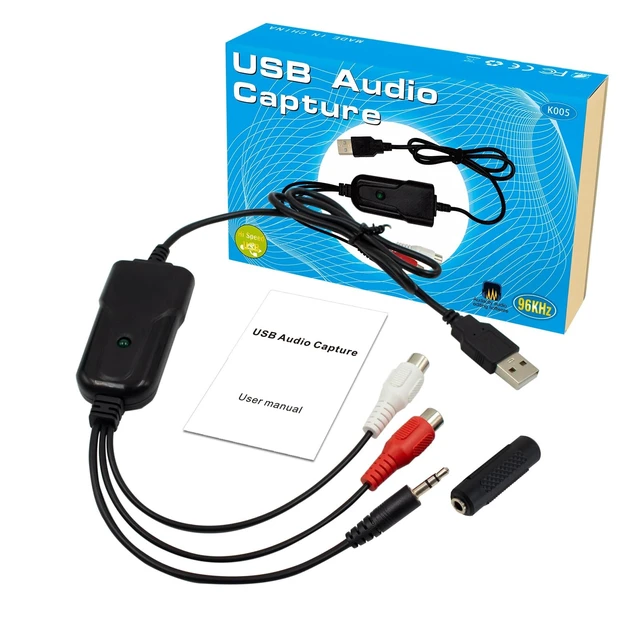 Alt view image 9 of 14 - USB2.0 Audio Capture Card RCA L/R+3.5mm Audio to USB up to 96kHz | Support Wave/MP3 for Tape MD CD Player Phono Laptop