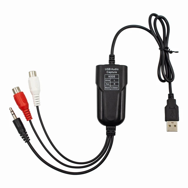 Alt view image 10 of 14 - USB2.0 Audio Capture Card RCA L/R+3.5mm Audio to USB up to 96kHz | Support Wave/MP3 for Tape MD CD Player Phono Laptop