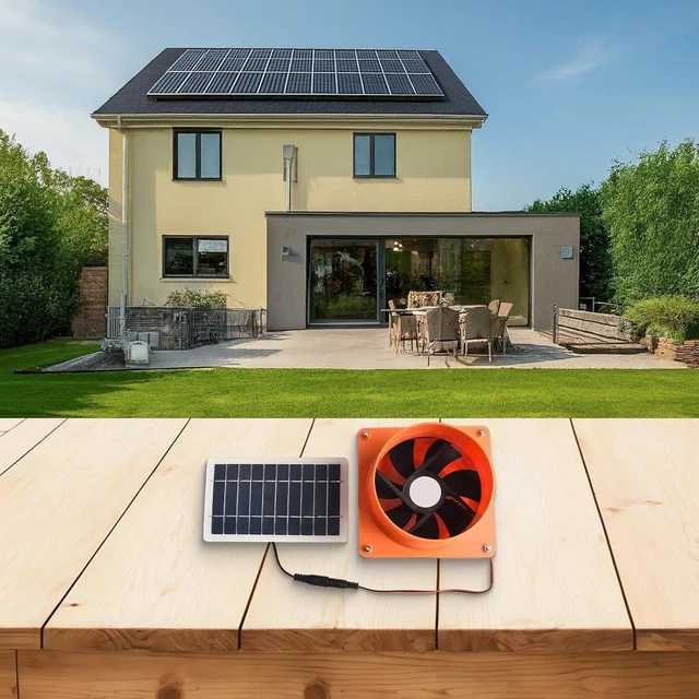 Alt view image 11 of 14 - 12V Solar Powered for Exhaust Fan with 10W Panel, 4 Inch 130CFM Silent Ventilation for RV Boat Chicken Greenhouse Cabin Air Circulation Black