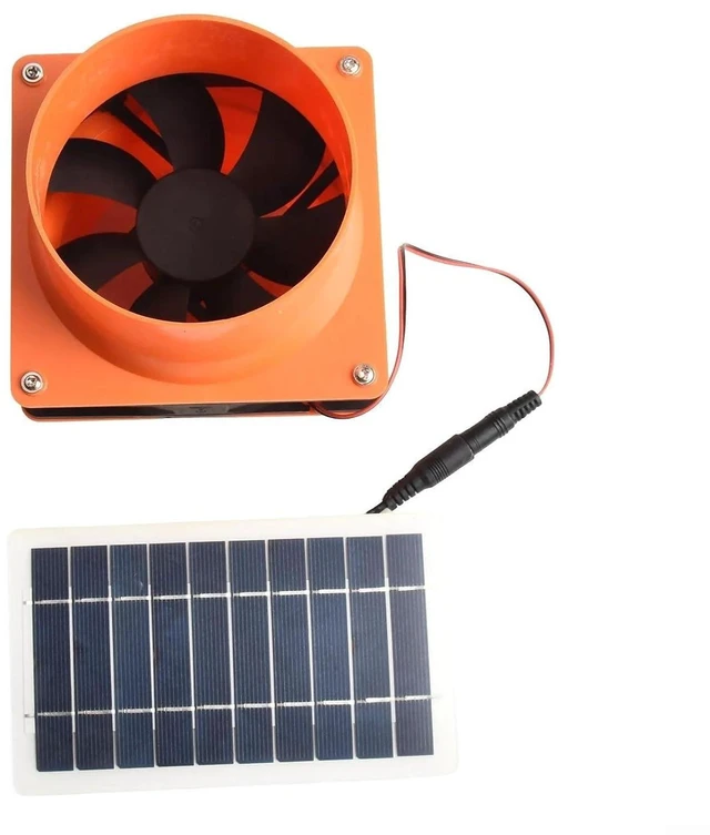 Alt view image 14 of 14 - 12V Solar Powered for Exhaust Fan with 10W Panel, 4 Inch 130CFM Silent Ventilation for RV Boat Chicken Greenhouse Cabin Air Circulation Black