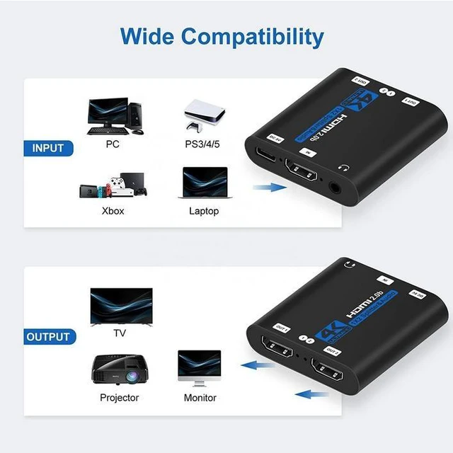 Alt view image 12 of 17 - HDMI 2.0b Splitter 1x2 - 4K@60Hz 1 in 2 Out HDCP 2.2 Compliant, HDR, 3D, 18Gbps, Audio Extractor, Support Dolby TrueHD, DTS-HD, for Home Theater & Gaming
