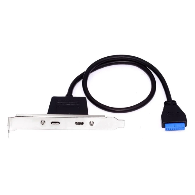 Alt view image 11 of 12 - xiwai USB3.0 Motherboard 19/20Pin to Dual Ports Type-C USB-C Female PCI-E Back Panel 5Gbps High Speed Data Cable for Motherboards Computer 50cm