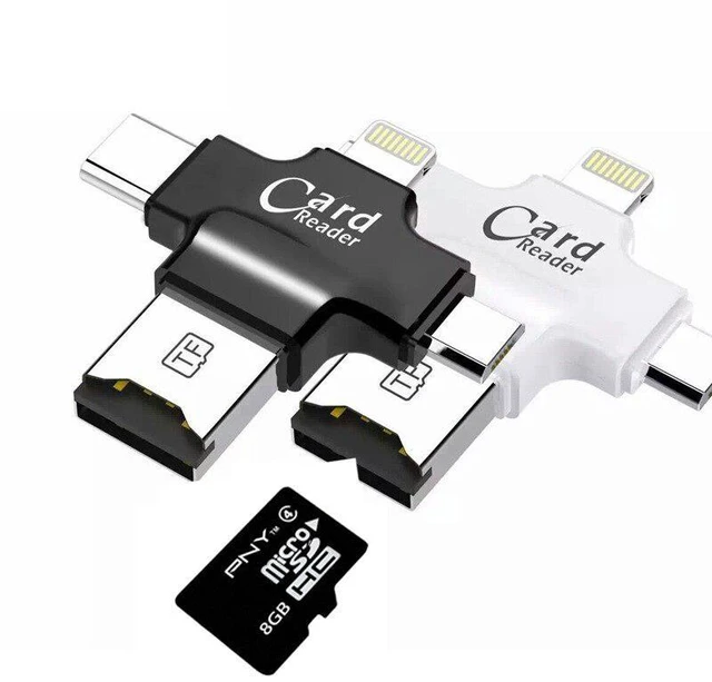 Alt view image 7 of 10 - 4 in 1 Card Reader usb-C Micro USB MicroSD tipo C Cardreader for Android ipad/iphone 7plus 6s5s MacBook OTG TF SD reader