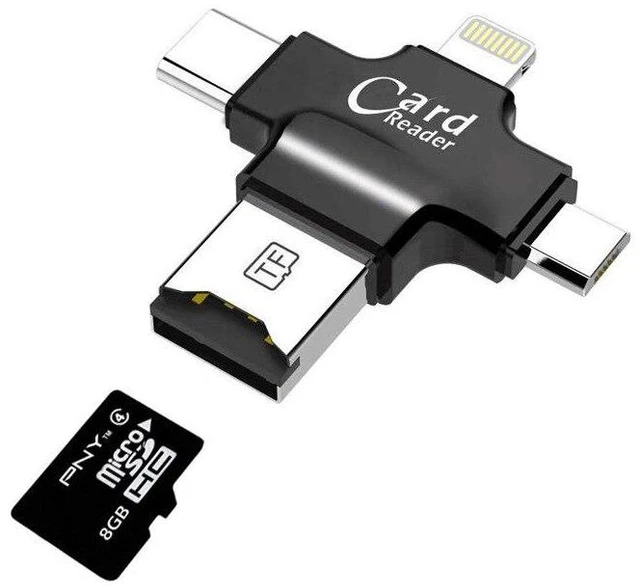 Alt view image 6 of 10 - 4 in 1 Card Reader usb-C Micro USB MicroSD tipo C Cardreader for Android ipad/iphone 7plus 6s5s MacBook OTG TF SD reader