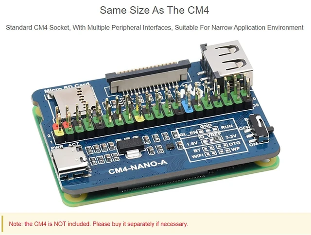 Alt view image 9 of 14 - Nano Base Board (A) for Raspberry Pi Compute Module 4 Lite/eMMC,with Raspberry Pi 40PIN GPIO Interface, USB 2.0, MIPI CSI-2 Port