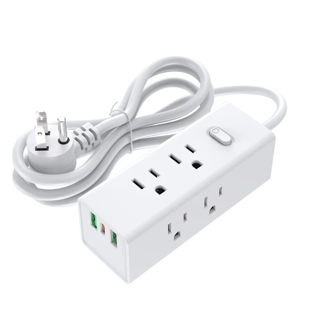 Alt view image 11 of 17 - USA-01 US Power Strip, 3-Outlet Surge Protector with 2 USB-A Ports (5V/2.1A), 1.2m Extension Cord All-Copper Conductors, Compact Desktop Design for Home Office 1875W/15A