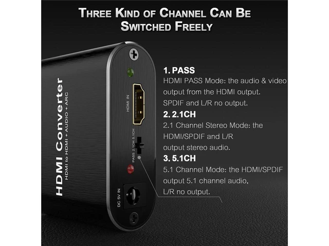 Alt view image 17 of 20 - 4K@60Hz HDMI Splitter with Audio Extractor + Optical and 3.5mm Audio Output Support 5.1 ARC 4K 3D for PS4 Xbox One DVD Blu-ray Player HD TV Projector,OZV8 eokCXOY
