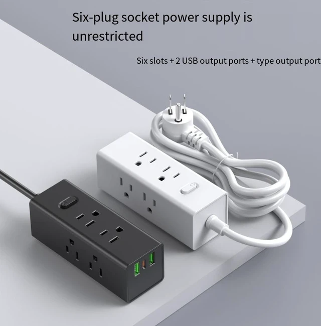 Alt view image 15 of 17 - USA-01 US Power Strip, 3-Outlet Surge Protector with 2 USB-A Ports (5V/2.1A), 1.2m Extension Cord All-Copper Conductors, Compact Desktop Design for Home Office 1875W/15A