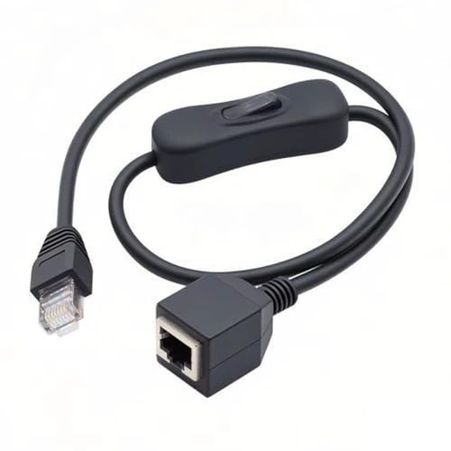 Alt view image 7 of 12 - DIXSG RJ45 Switch Extension Cable,CAT6 RJ45 Male to Female with On/Off Switch Button Ethernet Network Extension Cable 1.97FT/0.6M
