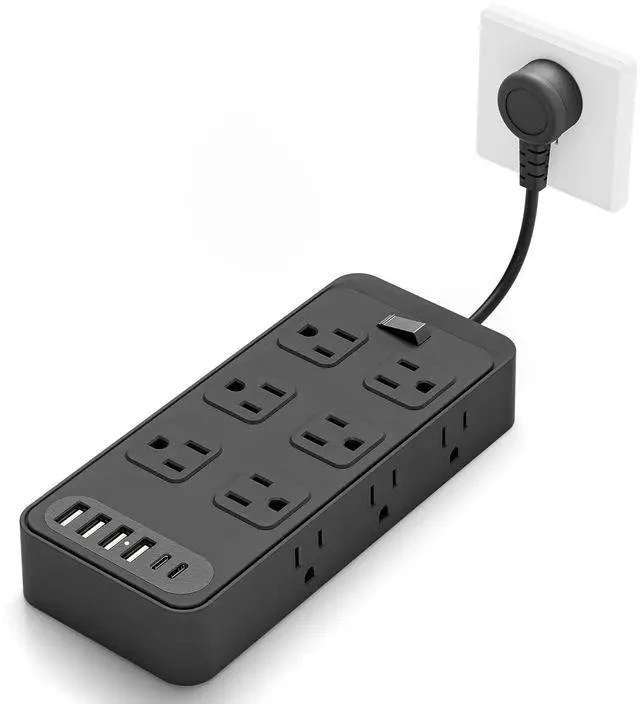 Alt view image 19 of 19 - LP14 US Mini Power Strip, 3-Outlet Surge Protector with 4 USB Ports (2 USB-A + 2 USB-C), 1250W/10A Ultra-Short 3-inch Cable, Wall Mountable for Home Office Travel Black