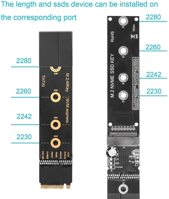 Alt view image 18 of 19 - M.2 NVMe SSD Extension Cable M2 M-Key NVME Male to Female Adapter for Motherboard SSD 2230/2242/2260/2280 NVME Support only (33 cm/13 in)