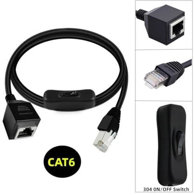 Alt view image 9 of 12 - DIXSG RJ45 Switch Extension Cable,CAT6 RJ45 Male to Female with On/Off Switch Button Ethernet Network Extension Cable 1.97FT/0.6M