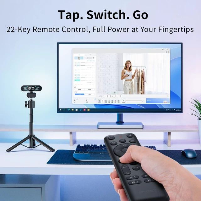 Alt view image 12 of 14 - C60E Dual-Camera 4K Webcam for Streaming, Wide-Angle and Telephoto Cameras, Max 11X Hybrid Zoom & PDAF Autofocus, Remote Control, RGB Lighting, 2 Mics, Ideal for Livestreaming and Online Meeting