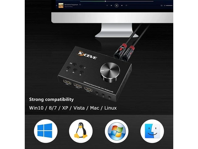 Alt view image 19 of 20 - External Sound Card with Volume Control, Multimedia USB Controller Knob, USB Audio Adapter with 3.5mm Headphone and Microphone Jack, for Windows, Mac, Linux, PC, Laptops, Desktops eokCXOY