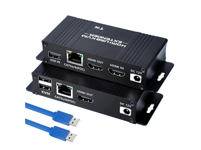 Alt view image 15 of 20 - HDMI KVM USB Extender Over Cat5e/6/7-164FT HDMI to RJ45 1080P@60hz HDMI Over Ethernet KVM Extender Transmitter Receiver Support Keyboard Mouse USB Control No Latency Single Power Supply POC Function