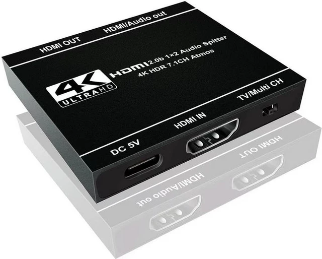Alt view image 11 of 17 - Torpedo Nova HDMI 2.0 1x2 Splitter with Scaler, 4K@60Hz HDCP 2.2 Bypass, Dolby Atmos & HDR Support