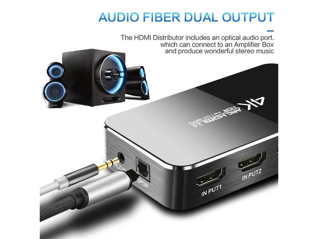 Alt view image 19 of 20 - HDMI Switch 2.0 4K HDMI Splitter Switch 4 In 1 Out HDMI Switcher Audio Extractor ARC & IR Control Support HDR HDMI Switch For PS3 PS4 HDTV eokCXOY