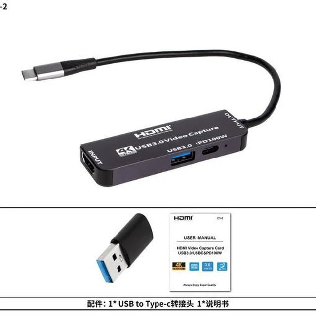 Alt view image 11 of 12 - Torpedo Nova USB C Video Capture Card 4K 30Hz, with 100W PD Charging & USB 3.0 Data Transfer, Plug & Play for OBS Streaming, Gaming, Conference, Compatible with Laptop, Phone, PC