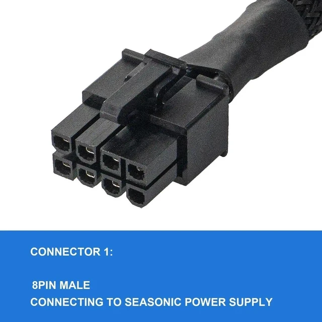 Alt view image 16 of 20 - PCIE Cable for Seasonic, PSU 8 pin Male to Dual PCIe 8pin (6+2) Male Power Supply for Seasonic Modular Power Supply (65cm)