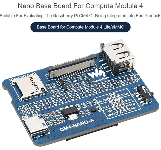 Alt view image 10 of 14 - Nano Base Board (A) for Raspberry Pi Compute Module 4 Lite/eMMC,with Raspberry Pi 40PIN GPIO Interface, USB 2.0, MIPI CSI-2 Port