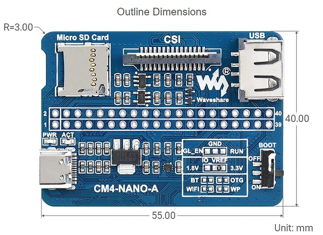 Alt view image 14 of 14 - Nano Base Board (A) for Raspberry Pi Compute Module 4 Lite/eMMC,with Raspberry Pi 40PIN GPIO Interface, USB 2.0, MIPI CSI-2 Port