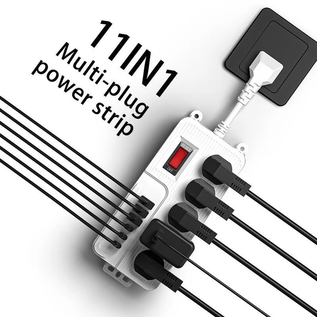 Alt view image 12 of 15 - USA-05 US Power Strip, 3-Outlet Surge Protector with 2 USB-A Ports (5V/2.1A), 1.5m Extension Cord Overload Protection, All-Copper Conductors, UL94 V-2 Flame Retardant 1250W/10A
