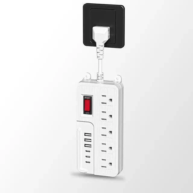 Alt view image 13 of 15 - USA-05 US Power Strip, 3-Outlet Surge Protector with 2 USB-A Ports (5V/2.1A), 1.5m Extension Cord Overload Protection, All-Copper Conductors, UL94 V-2 Flame Retardant 1250W/10A