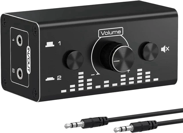 Alt view image 15 of 20 - 3.5mm Jack Audio Switch, 2 In 1 Out / 1 In 2 Out Audio Switcher Audio Selector with 3.5mm Audio Cable and Volume Control for PC Phone Laptop Headphone
