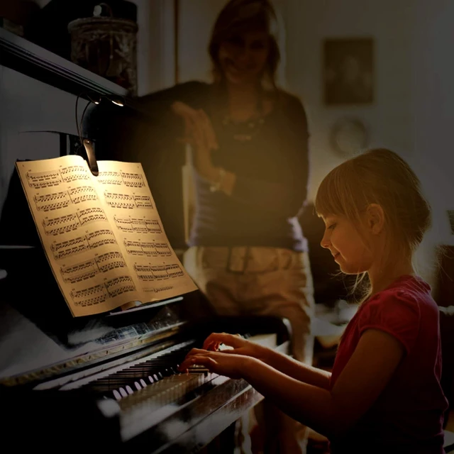 Alt view image 12 of 14 - Rechargeable Music Stand Light, Clip on Reading Light, 8 LED Book Lamp, 3-Level Brightness for Eye Protection, Perfect for Piano, Orchestra, Bookworms, Craft (White & Warm, Dual Arm)