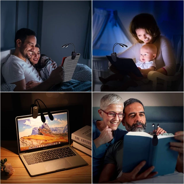 Alt view image 13 of 14 - Rechargeable Music Stand Light, Clip on Reading Light, 8 LED Book Lamp, 3-Level Brightness for Eye Protection, Perfect for Piano, Orchestra, Bookworms, Craft (White & Warm, Dual Arm)
