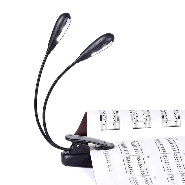 Alt view image 8 of 14 - Rechargeable Music Stand Light, Clip on Reading Light, 8 LED Book Lamp, 3-Level Brightness for Eye Protection, Perfect for Piano, Orchestra, Bookworms, Craft (White & Warm, Dual Arm)