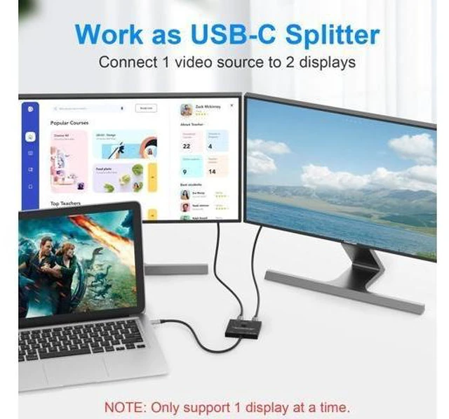 Alt view image 11 of 14 - WISDUM 8K USB C Switch, USB C Switcher for 2 Computers Bi-Directional, USB C KVM Switch with Wired Remote & 2 USB-C Cables, for 100W Charging+10Gbps Data+Video Transfer, 8K@60Hz/4K@144Hz