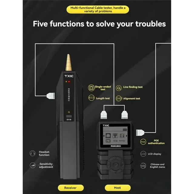 Alt view image 5 of 6 - Network Cable Tester Cable Length Tester Ethernet Cable Finder RJ45 Cable Tracker POE Checker For Network Cable