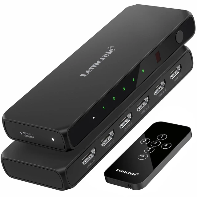 Alt view image 15 of 20 - HDMI Splitter Switch 5 in 1 Out, Lemorele 4K KVM Switcher UHD with Remote Control, Supports 30HZ, UHD, 1080P, HDCP, HDR for Firestick Xbox PS4 PS3 Blu-Ray DVD