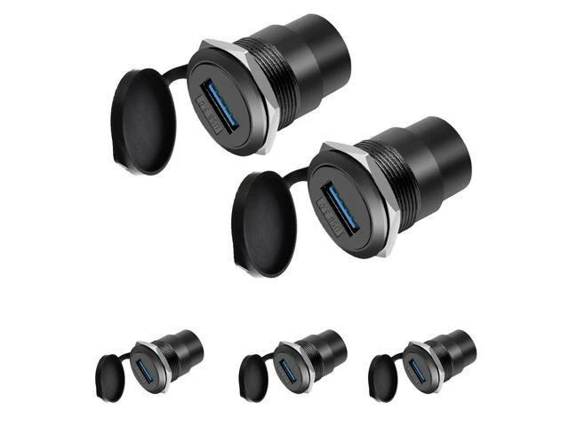 Alt view image 13 of 13 - USB3.0 Female-to-Female Panel Mount Adapter - 5Gbps High-Speed Waterproof & Dustproof USB Converter, Round Data Connector Mount for Efficient Data Transfer and Charging (5-Pack Black)
