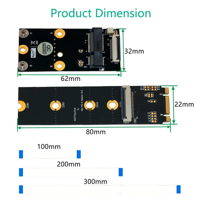 Alt view image 5 of 6 - M.2 NGFF Key B+M to Mini PCI-E Bluetooth Adapter with FFC Cables for Laptop/PC Upgrade