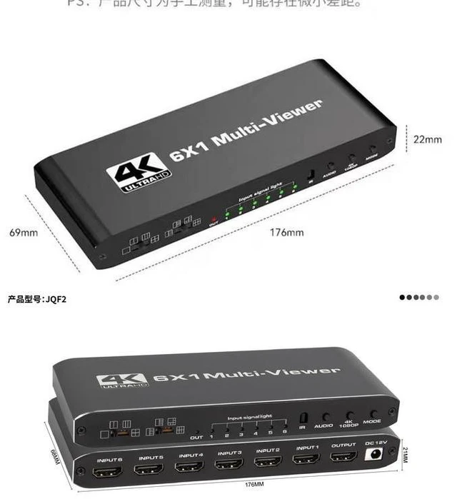 Alt view image 16 of 18 - Torpedo Nova 6x1 HDMI Multi-Viewer & Seamless Switcher - 4K 6-in-1 Video Wall Splitter, Support 2/4/6 Screen Division, Metal Housing, Remote & Button Control for Surveillance, Live Production
