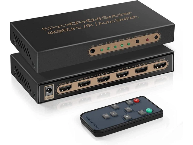 Alt view image 15 of 20 - 4K @60HZ HDMI Switch 5x1, HDMI 2.0 Switch 5 in 1 Out, 4K HDMI Switch with Remote Control Support Auto Switch, 3D, HDR 10, 18Gbps, HDCP 2.2 for PS5, Xbox, DVD, Monitor eokCXOY