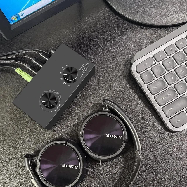 Alt view image 16 of 19 - 6-Channel 3.5mm Audio Switcher, 1 Input 6 Output Passive Stereo 1/8 Aux Selector Box for Speaker/Headphones/Laptop/Computer/Smartphone and PS4/PS5 Gaming System ect.