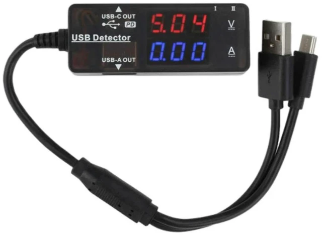 Alt view image 7 of 12 - Dual LED Display USB Charger Tester Voltage Current Meter Voltmeter Ammeter Tester Mobile Power Detector with USB/Type-C Cable