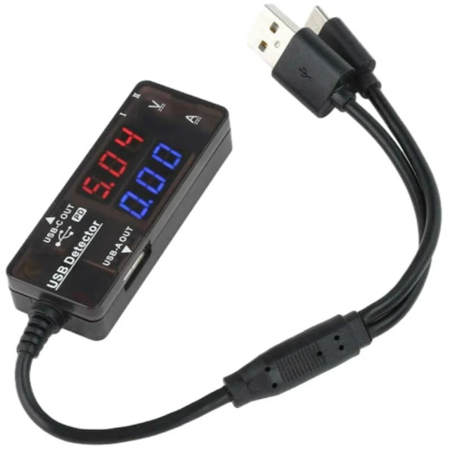 Alt view image 8 of 12 - Dual LED Display USB Charger Tester Voltage Current Meter Voltmeter Ammeter Tester Mobile Power Detector with USB/Type-C Cable