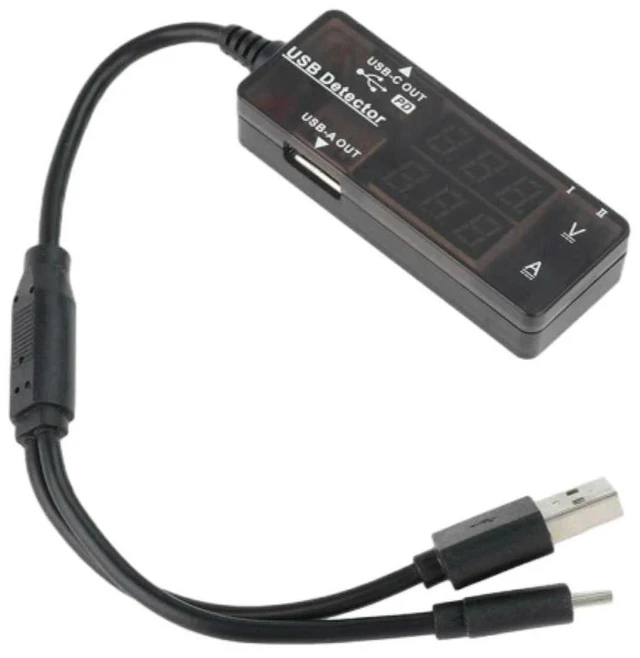 Alt view image 12 of 12 - Dual LED Display USB Charger Tester Voltage Current Meter Voltmeter Ammeter Tester Mobile Power Detector with USB/Type-C Cable