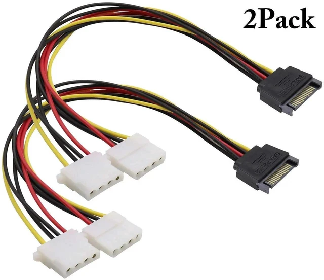 Alt view image 20 of 20 - SATA 15pin to Dual 4pin Molex one-to-Two Power Cord Cable,sata 15P to 4P IDE Hard Drive Power Cord Y-Splitter,SATA Male to 2 Molex Female for 12V/5V IDE HDD DVD.(30cm/2Pack)