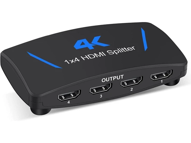 Alt view image 14 of 20 - 1x4 HDMI Splitter, 1 in 4 Out HDMI Splitter Audio Video Distributor Box Support Full HD 3D & 4K x 2K Compatible for Projector, HDTV, STB, DVD, PS3 Etc eokCXOY
