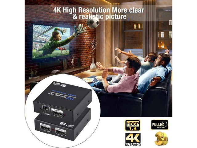 Alt view image 19 of 20 - HDMI Splitter 1x2 , 1 in 2 Out HDMI Splitter Audio Video Distributor 3D & 4K x 2K Box for HDTV, STB, DVD, PS3, Projector Etc eokCXOY
