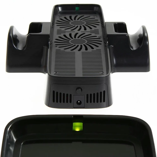 Alt view image 7 of 12 - Console Cooling Fan ABS Cooling Fan Bracket with Dual Dock Stand Accessories for XBOX 360 Game Controller