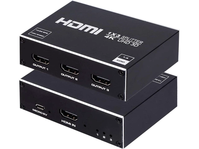Alt view image 15 of 20 - 1x3 HDMI Splitter, 1 in 3 Out HDMI Splitter Audio Video Distributor Box Support 3D & 4K x 2K Compatible for HDTV, STB, DVD, PS3, Projector Etc eokCXOY