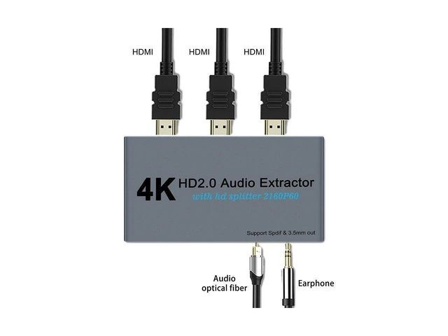 Alt view image 11 of 17 - 4K@60fs HDMI Audio Splitter HDMI2.0 Audio Decoder Audio Extractor HDMI 1 In 2 Out HDMI 1*2 HDCP2.2 (SPDIF+ 3.5mm Jack) eokCXOY