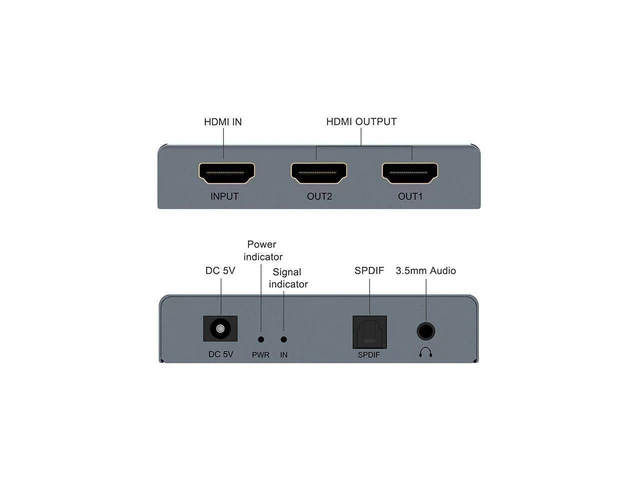 Alt view image 13 of 17 - 4K@60fs HDMI Audio Splitter HDMI2.0 Audio Decoder Audio Extractor HDMI 1 In 2 Out HDMI 1*2 HDCP2.2 (SPDIF+ 3.5mm Jack) eokCXOY