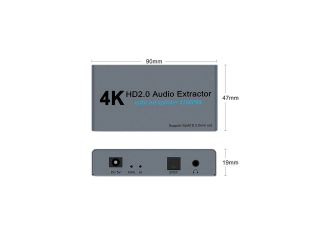 Alt view image 14 of 17 - 4K@60fs HDMI Audio Splitter HDMI2.0 Audio Decoder Audio Extractor HDMI 1 In 2 Out HDMI 1*2 HDCP2.2 (SPDIF+ 3.5mm Jack) eokCXOY